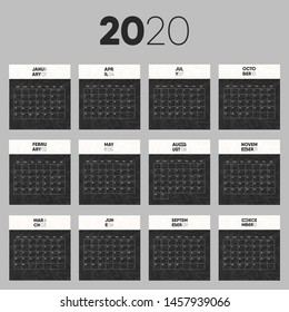 Modern 2020 year minimalistic calendar vector design. Modern calender template for print.