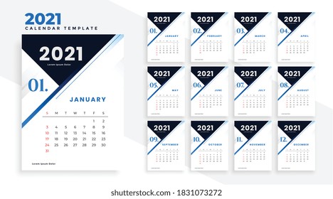 modern 2021 business calendar template design