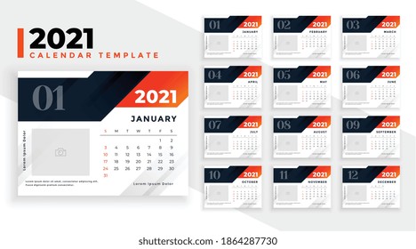 modern 2021 new year calendar design template