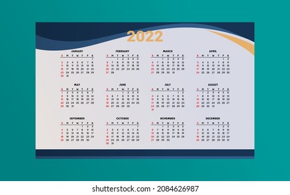 Modern 2022 calendar template design