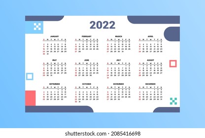 Modern 2022 calendar template design