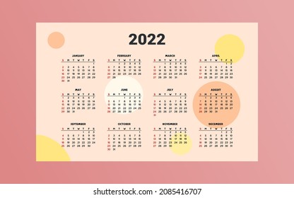 Modern 2022 calendar template design