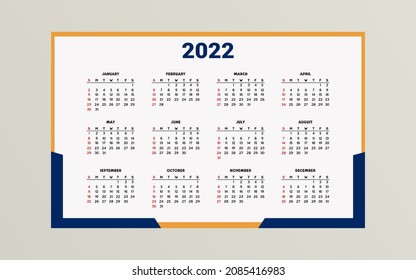 Modern 2022 calendar template design