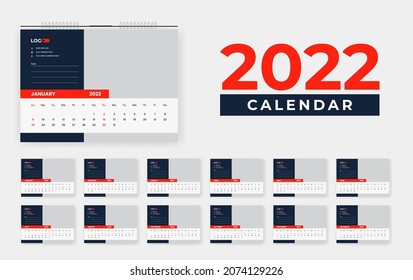 Modern 2022 Desk Calendar Design, 2022 Abstract Desk Calendar Design Template