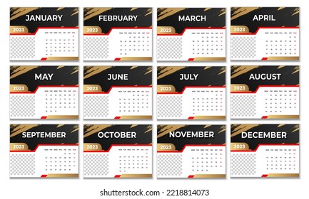 Modern 2023 new year calendar template.