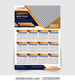 Modern 2023 new year desk calendar design template Vector, Creative high-quality print-ready calendar design template