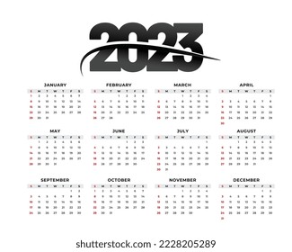 modern 2023 printable calendar in page style vector 