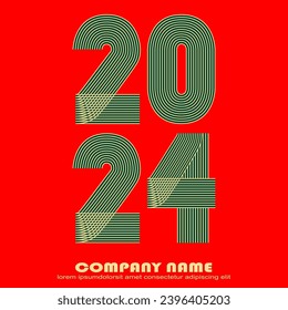 Ilustración vectorial de fondo moderna en 2024. Diseño gráfico abstracto mínimo. Portada de moda para la celebración del evento de la tarjeta de saludo de carteles de carteles plantilla de publicación historia distribución de medios sociales cartel de fiesta