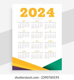 modern 2024 business calendar template schedule annual event vector