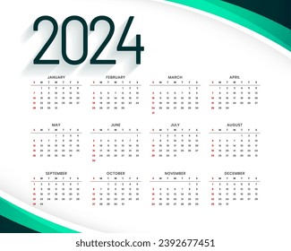 modern 2024 business calendar template schedule annual task vector