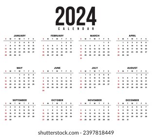 modern 2024 calendar template vector