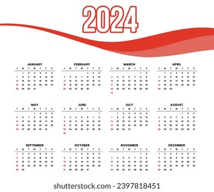 modern 2024 calendar template vector