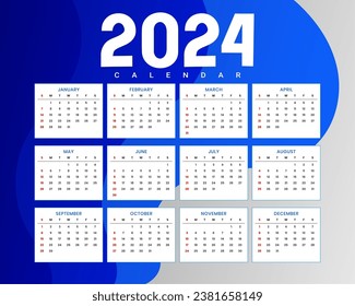 modern 2024 desk calendar template a full page printable design vector