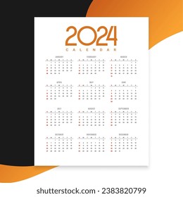 modern 2024 new year calendar layout schedule time and task vector