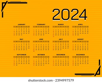 Modern 2024 new year calendar design vector