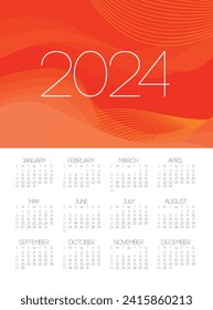 Modern 2024 new year calendar template organize daily event vector.