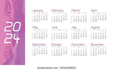 Modern 2024 new year calendar template organize daily event vector