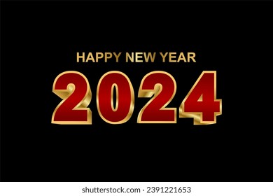 Modern 2024 new year design template combination of red and luxurious metallic gold. 2024 typography. 2024 new year celebration design for greeting cards, banners, posters, etc. cool elegant new year 