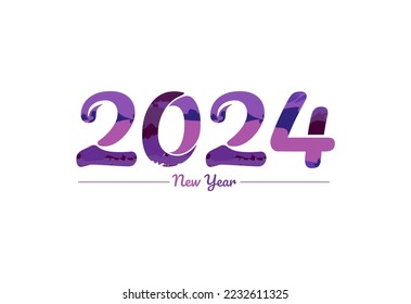 Diseño moderno de tipografía de año nuevo 2024, logotipo de año nuevo 2024