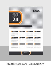 Modern 2024 Wall Calendar Layout Template one page design A4 size