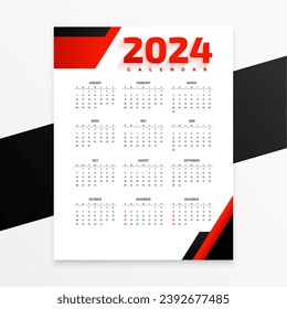 modern 2024 wall calendar layout organize task and events vector