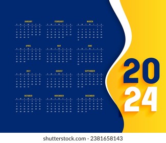 modern 2024 wall calendar template schedule annual task vector