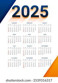 modern 2025 desk calendar layout a office stationery vector