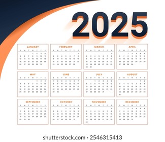 modern 2025 monthly calendar template a office stationery vector
