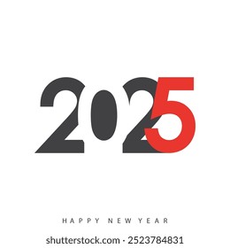 Modern 2025 New Year design with overlapping numbers and text. Vector illustration