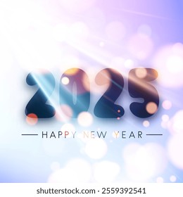 Modern 2025 New Year design with vibrant bokeh effects, sleek typography, and radiant glow. Vector illustration.