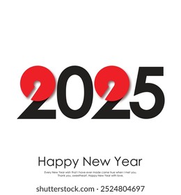 Modern 2025 New Year text with elegant red design. Vector illustration