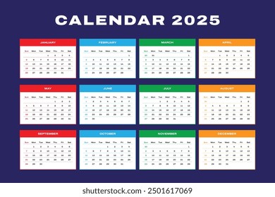 Modern 2025 Simple Calendar Planner Schedule Design
