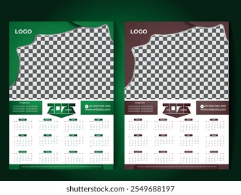 Modern 2025 wall calendar design, Print Ready One Page wall calendar template design 2025