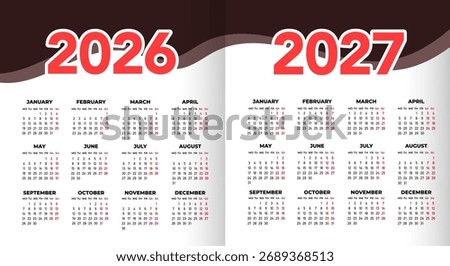 Modern 2026 Calendar Template Set | Printable Vector Wall and Desk Calendar Design | Colorful Year Planner, Week Start Monday, Minimal Layout, EPS Format