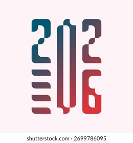 Modern 2026 design with bold numbers in gradient teal to red, perfect for New Year themes, celebration graphics, event branding, and futuristic layouts.