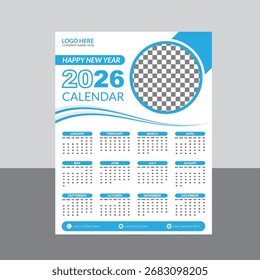  Calendario de pared editable moderno 2026