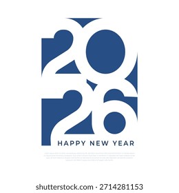 modern 2026 flat typography number for new year celebration for calender,poster and greeting card design decoration