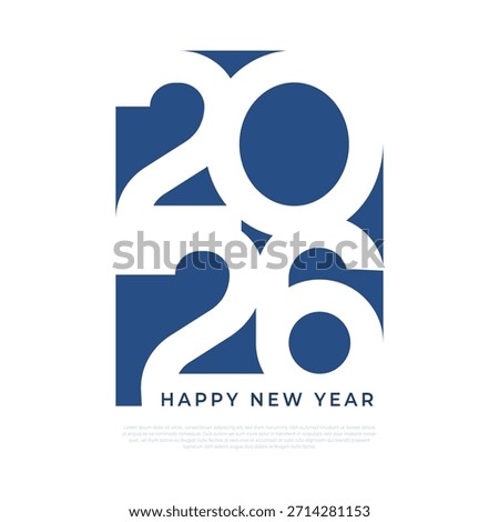 modern 2026 flat typography number for new year celebration for calender,poster and greeting card design decoration