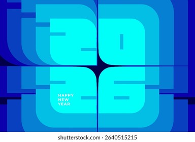 Modern 2026 number design representing the New Year. Stylish and blue color concept ideal for holiday symbols, greetings, and festive branding.
