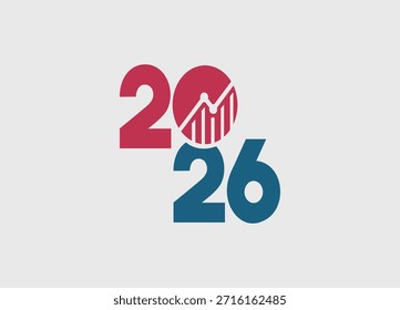 Diseño moderno de 2026 años que presenta un gráfico de crecimiento audaz que representa el éxito futuro del negocio y los objetivos de planificación financiera