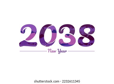Diseño moderno de tipografía de año nuevo 2038, logotipo de año nuevo 2038