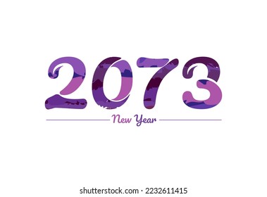 Modern 2073 new year typography design, new year 2073 logo