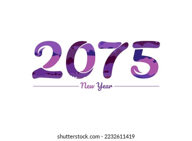 Modern 2075 new year typography design, new year 2075 logo