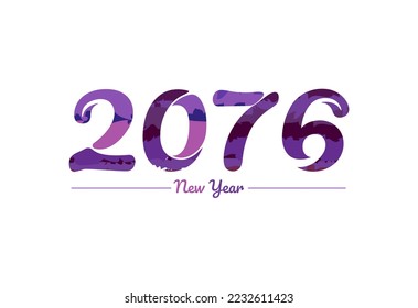 Modern 2076 new year typography design, new year 2076 logo