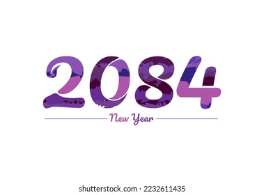 Modern 2084 new year typography design, new year 2084 logo