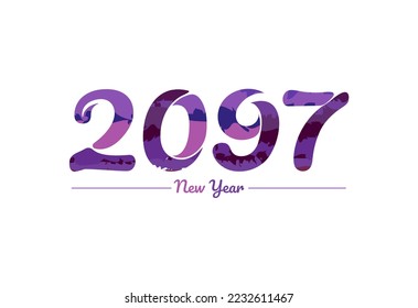 Modern 2097 new year typography design, new year 2097 logo