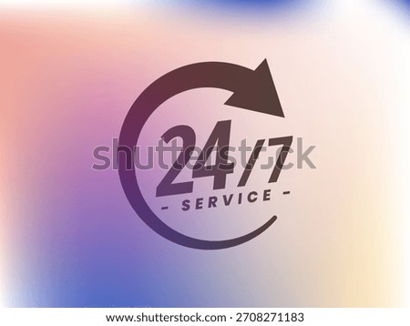 Modern 24 hours in 7 days service availability concept design illustration symbolizing open business, customer support, responsive service, and continuous online operation branding.