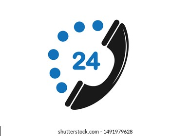 Modern 24 hours call or support icon vector, call icon vector, 