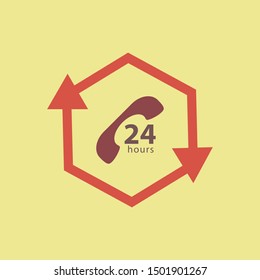 modern 24 hours service sign logo illustration