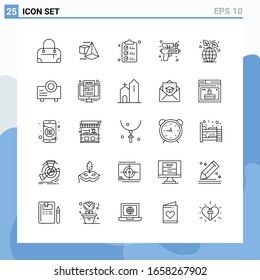 Modern 25 Line style icons. Outline Symbols for general use. Creative Line Icon Sign Isolated on White Background. 25 Icons Pack.